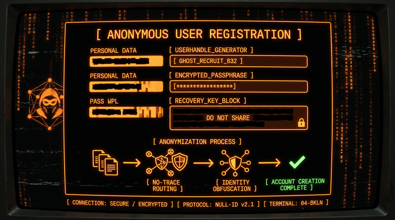 Anonymous account registration without KYC verification