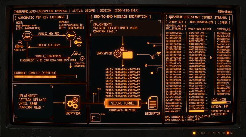 Auto-encryption and end-to-end PGP messaging system